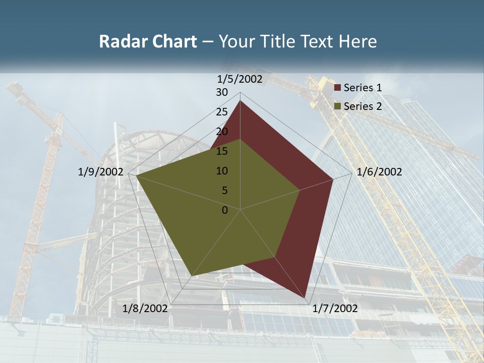 A Group Of Construction Cranes In Front Of A Building PowerPoint Template