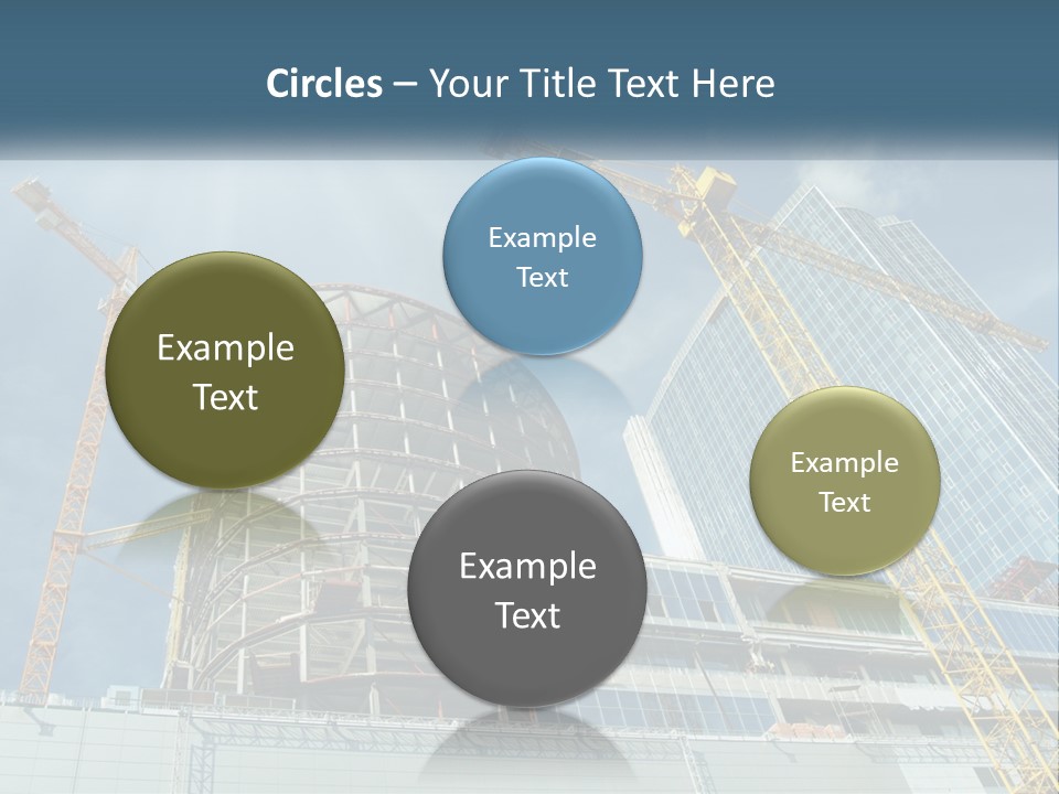 A Group Of Construction Cranes In Front Of A Building PowerPoint Template