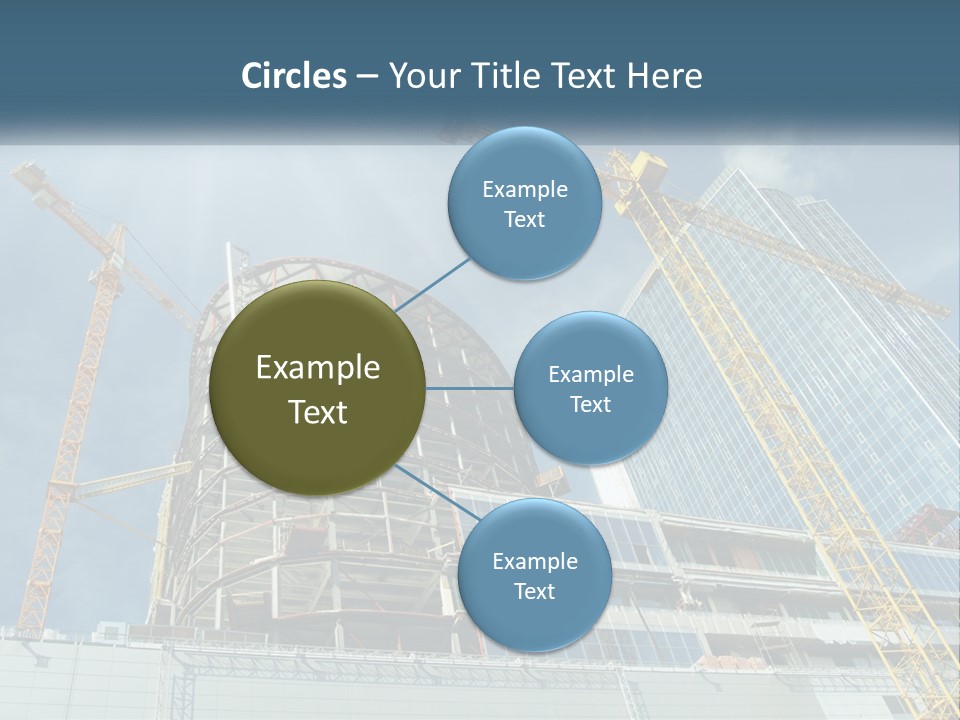 A Group Of Construction Cranes In Front Of A Building PowerPoint Template