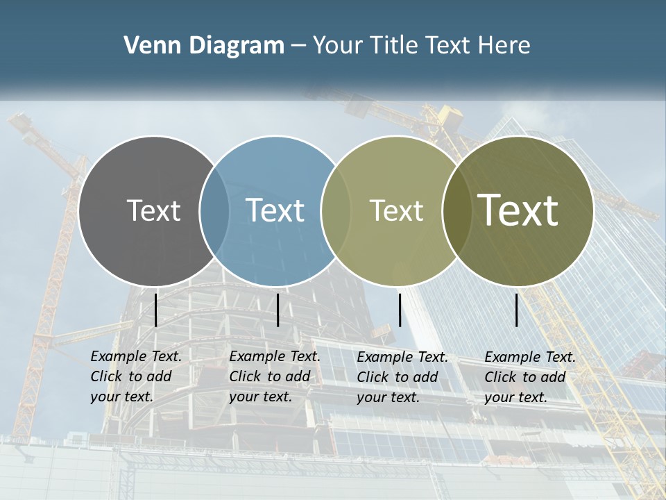 A Group Of Construction Cranes In Front Of A Building PowerPoint Template