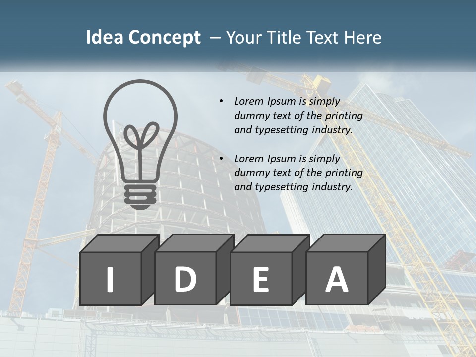 A Group Of Construction Cranes In Front Of A Building PowerPoint Template