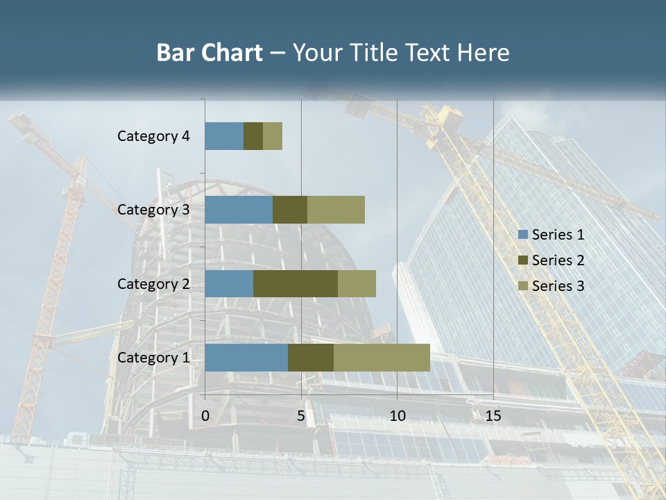 A Group Of Construction Cranes In Front Of A Building PowerPoint Template