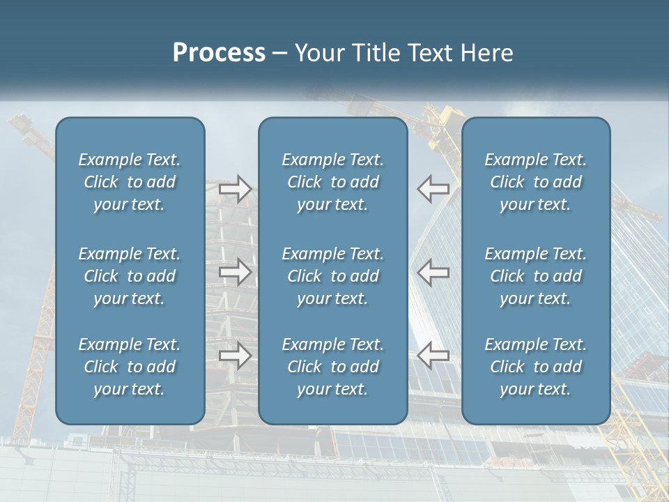 A Group Of Construction Cranes In Front Of A Building PowerPoint Template