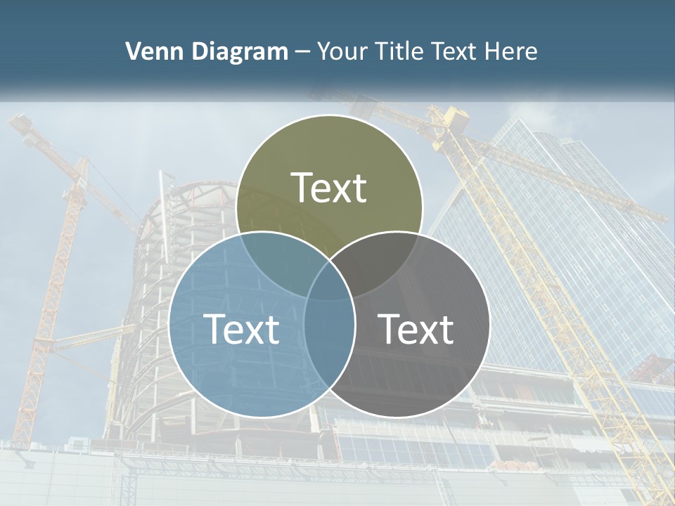 A Group Of Construction Cranes In Front Of A Building PowerPoint Template