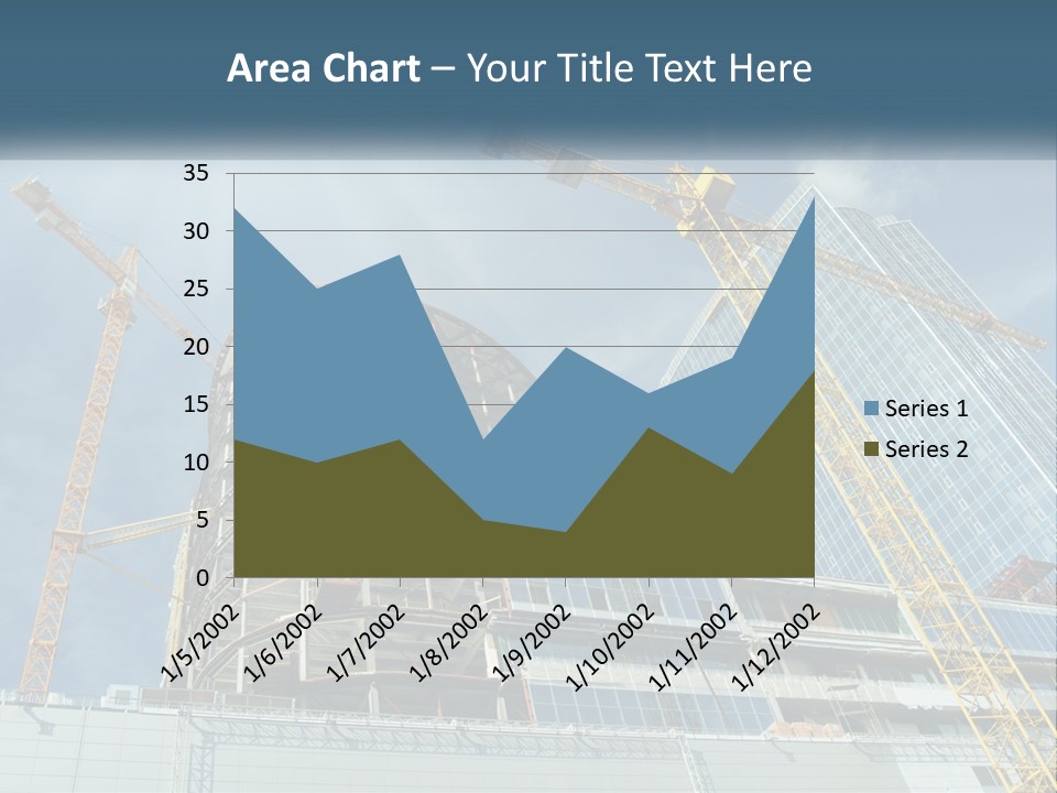 A Group Of Construction Cranes In Front Of A Building PowerPoint Template