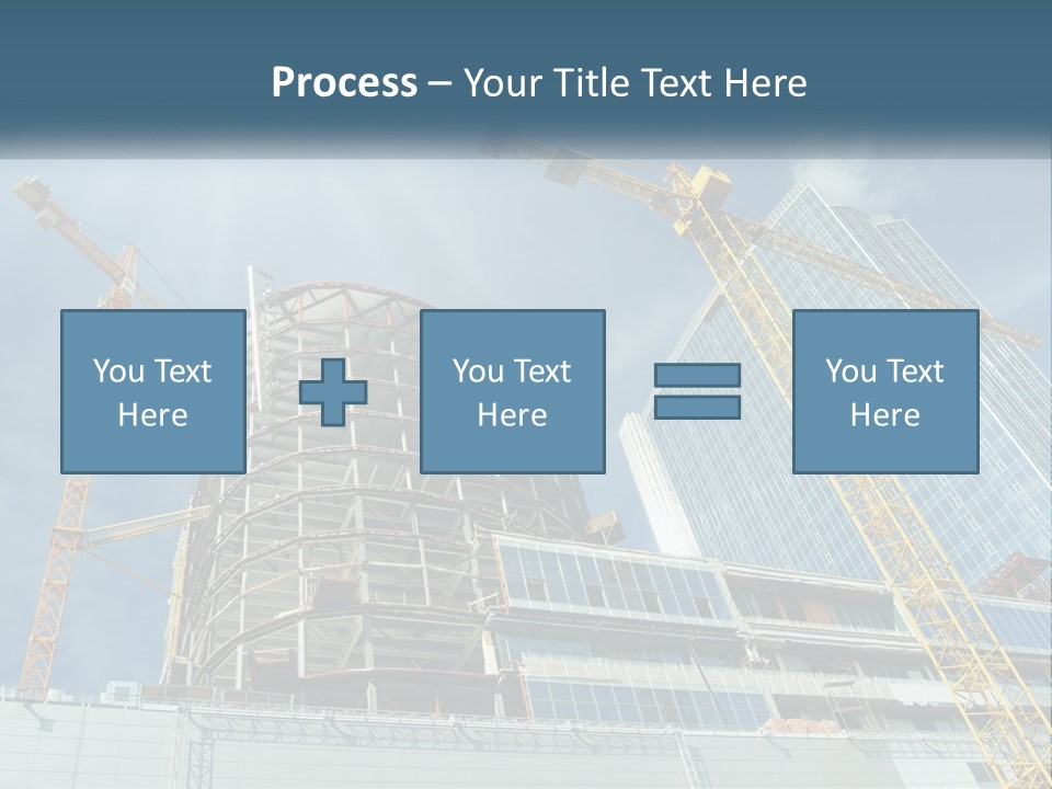 A Group Of Construction Cranes In Front Of A Building PowerPoint Template
