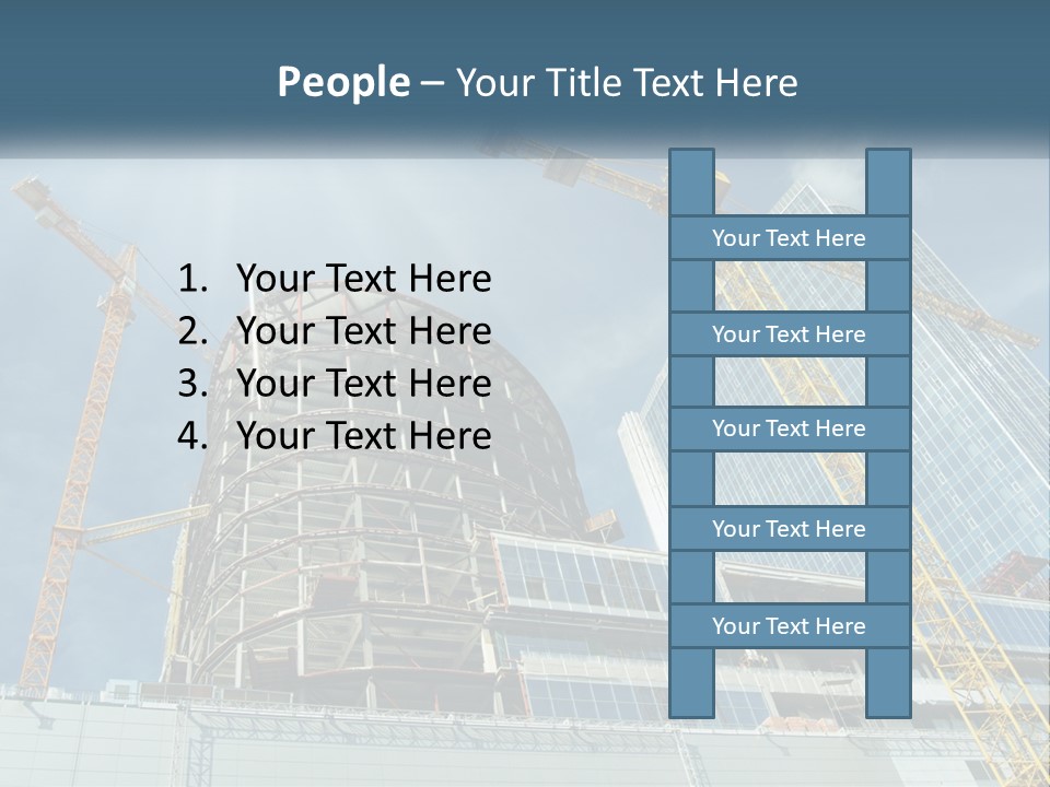 A Group Of Construction Cranes In Front Of A Building PowerPoint Template