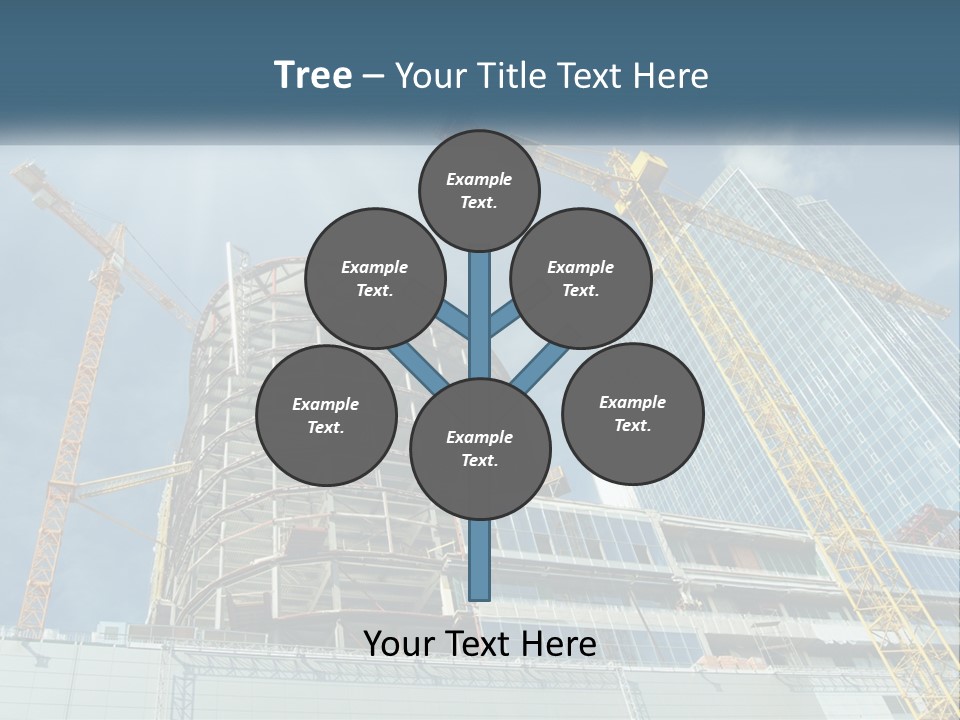 A Group Of Construction Cranes In Front Of A Building PowerPoint Template