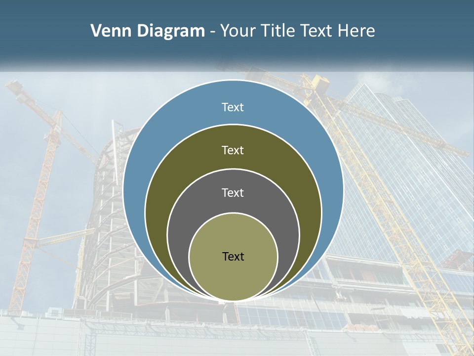 A Group Of Construction Cranes In Front Of A Building PowerPoint Template