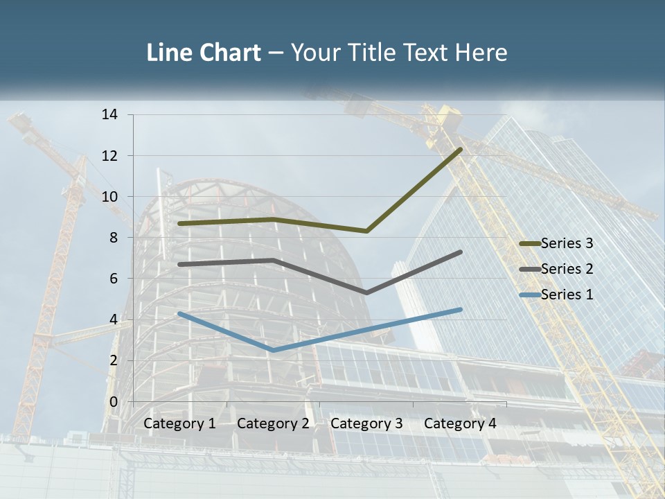 A Group Of Construction Cranes In Front Of A Building PowerPoint Template