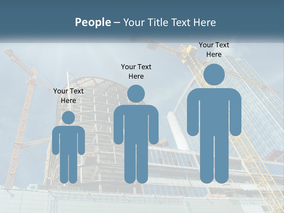 A Group Of Construction Cranes In Front Of A Building PowerPoint Template