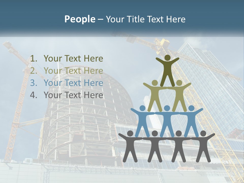 A Group Of Construction Cranes In Front Of A Building PowerPoint Template