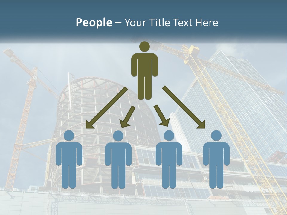 A Group Of Construction Cranes In Front Of A Building PowerPoint Template