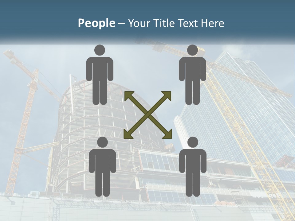 A Group Of Construction Cranes In Front Of A Building PowerPoint Template