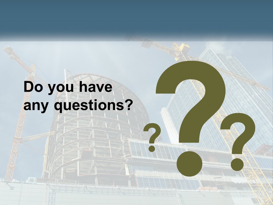 A Group Of Construction Cranes In Front Of A Building PowerPoint Template