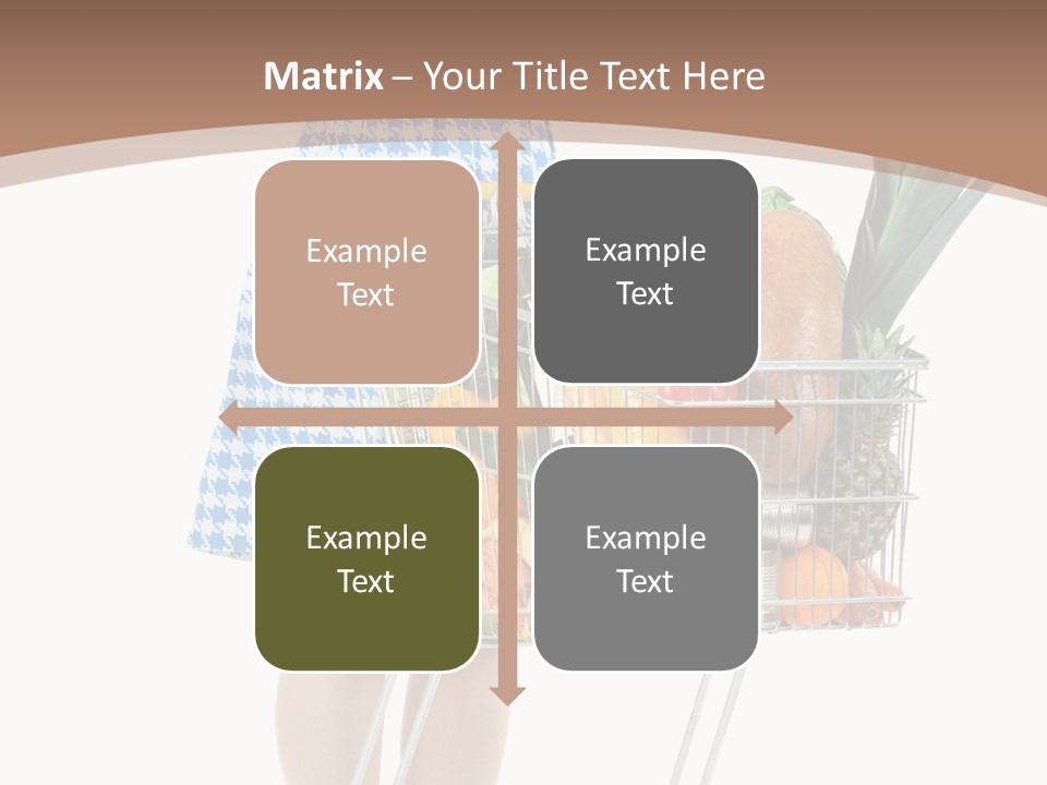 A Woman With A Shopping Cart Full Of Fruits And Vegetables PowerPoint Template