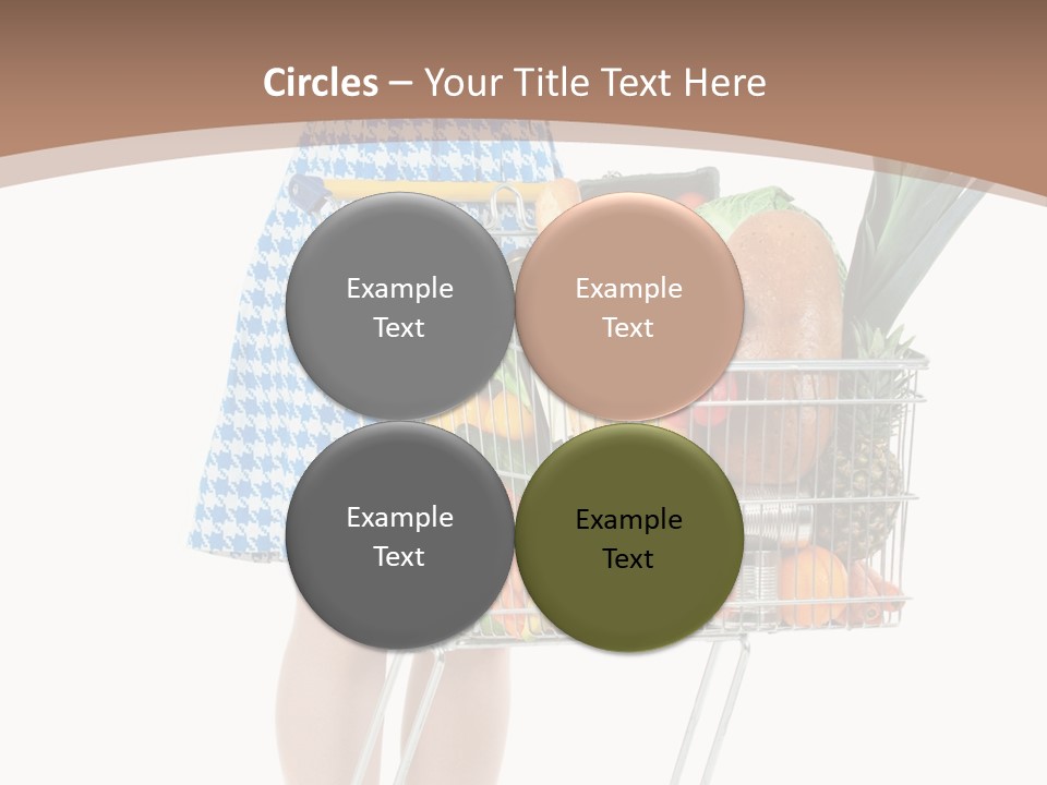A Woman With A Shopping Cart Full Of Fruits And Vegetables PowerPoint Template
