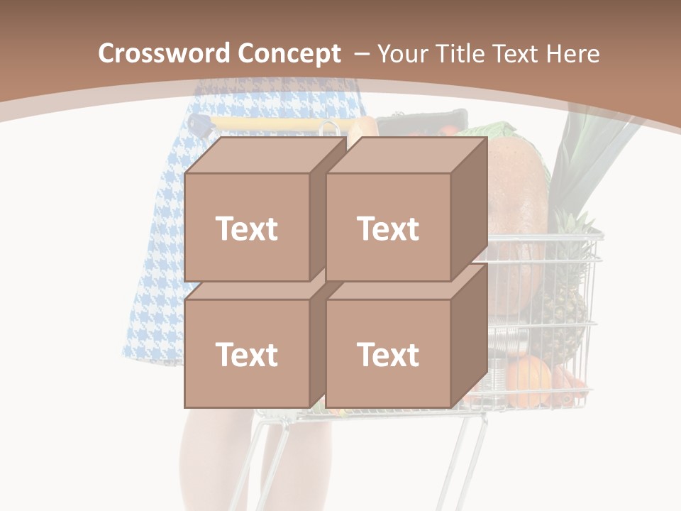 A Woman With A Shopping Cart Full Of Fruits And Vegetables PowerPoint Template