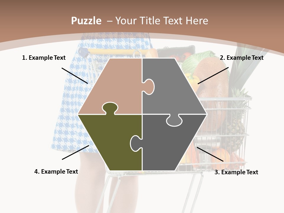 A Woman With A Shopping Cart Full Of Fruits And Vegetables PowerPoint Template