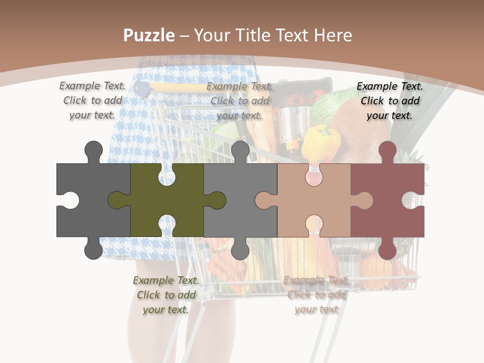 A Woman With A Shopping Cart Full Of Fruits And Vegetables PowerPoint Template