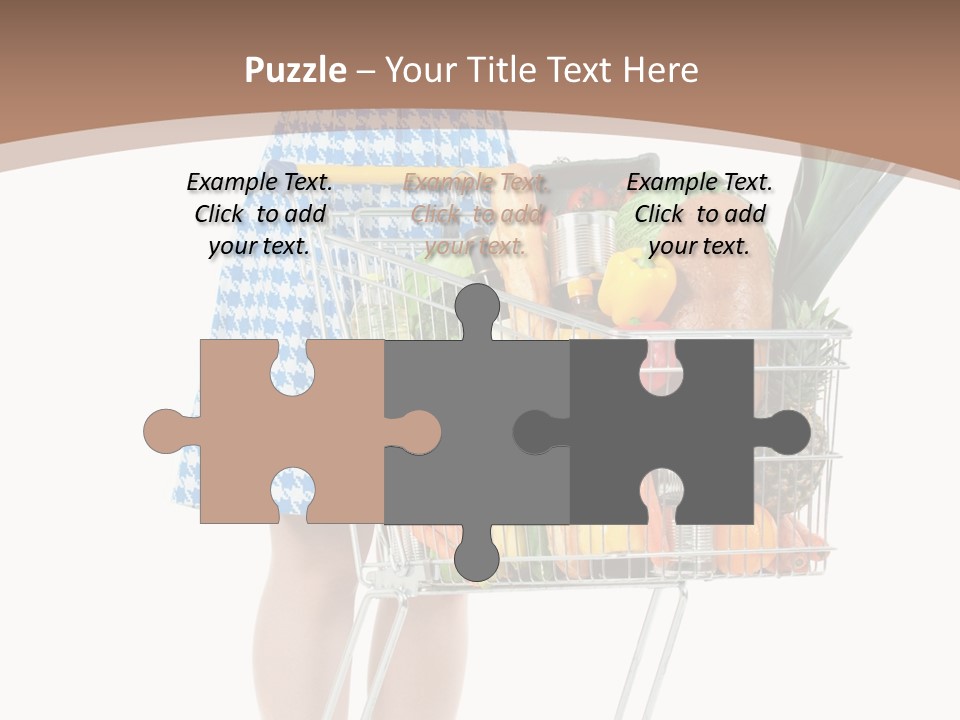 A Woman With A Shopping Cart Full Of Fruits And Vegetables PowerPoint Template