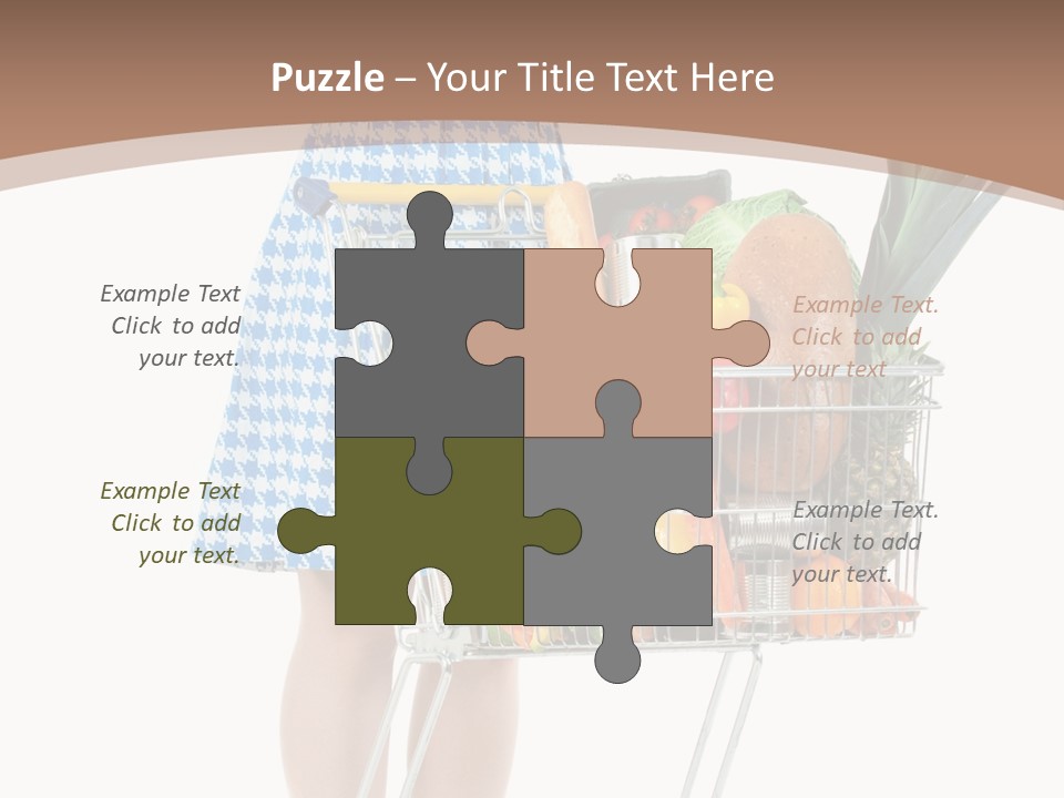 A Woman With A Shopping Cart Full Of Fruits And Vegetables PowerPoint Template