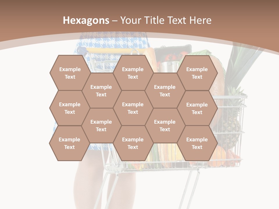 A Woman With A Shopping Cart Full Of Fruits And Vegetables PowerPoint Template