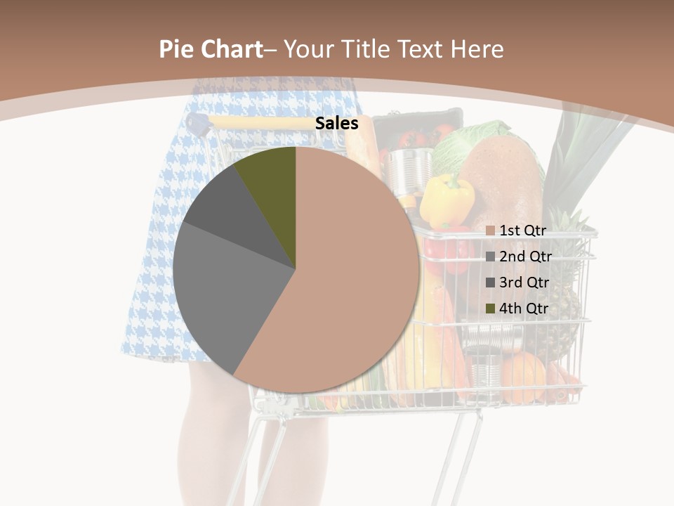 A Woman With A Shopping Cart Full Of Fruits And Vegetables PowerPoint Template