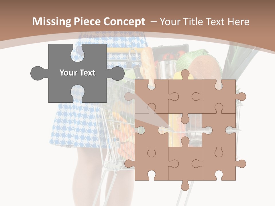 A Woman With A Shopping Cart Full Of Fruits And Vegetables PowerPoint Template