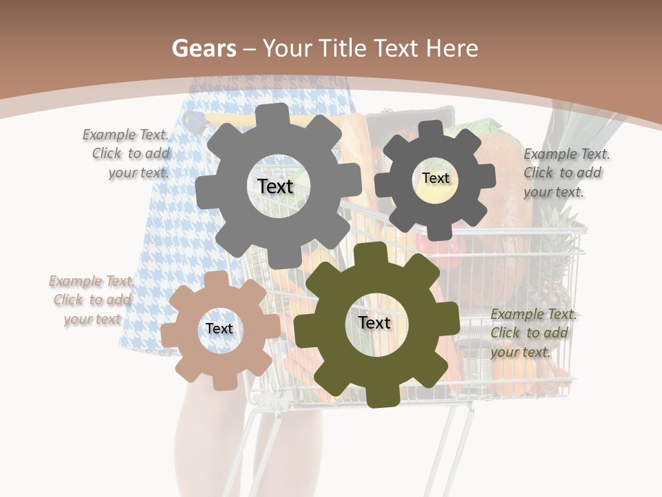 A Woman With A Shopping Cart Full Of Fruits And Vegetables PowerPoint Template