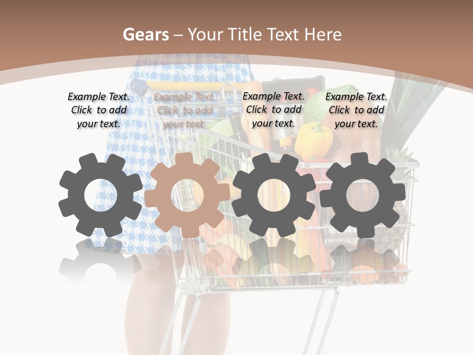 A Woman With A Shopping Cart Full Of Fruits And Vegetables PowerPoint Template