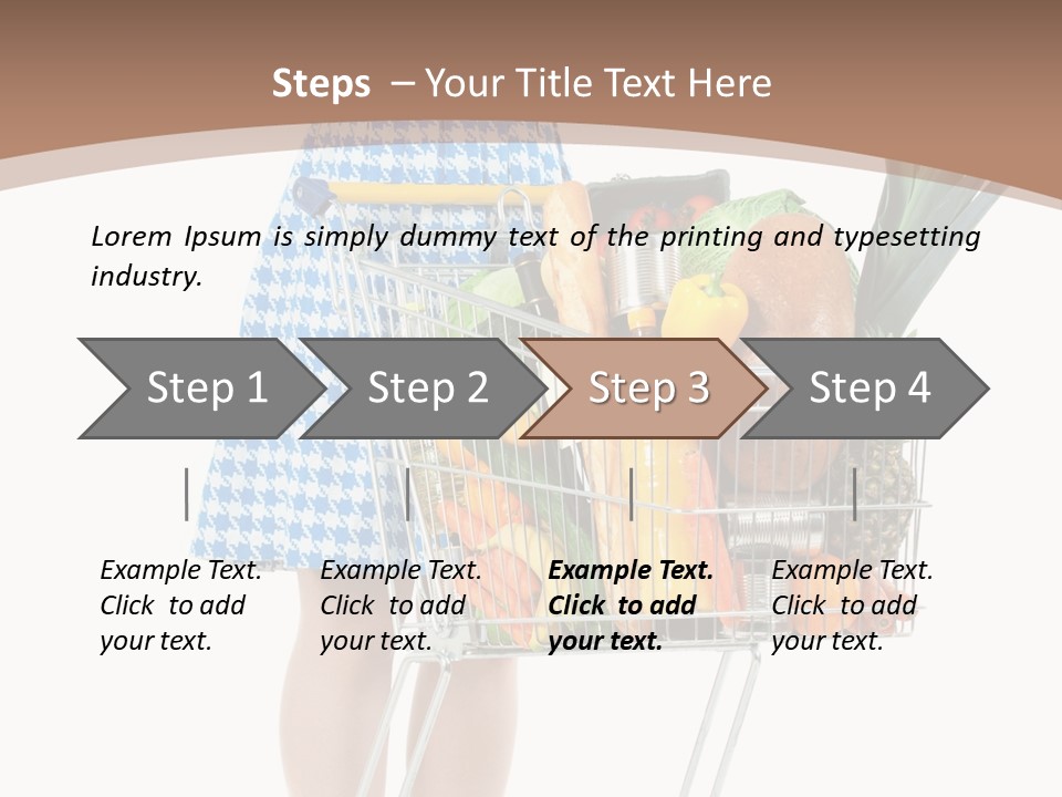 A Woman With A Shopping Cart Full Of Fruits And Vegetables PowerPoint Template
