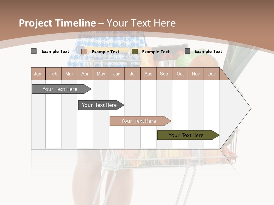 A Woman With A Shopping Cart Full Of Fruits And Vegetables PowerPoint Template