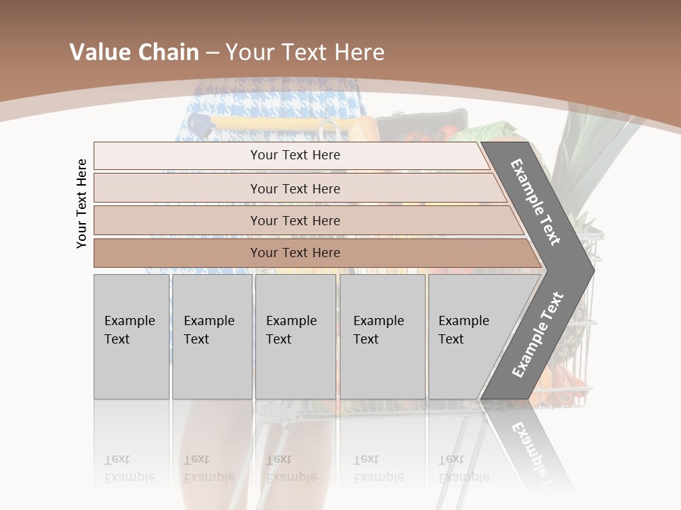 A Woman With A Shopping Cart Full Of Fruits And Vegetables PowerPoint Template