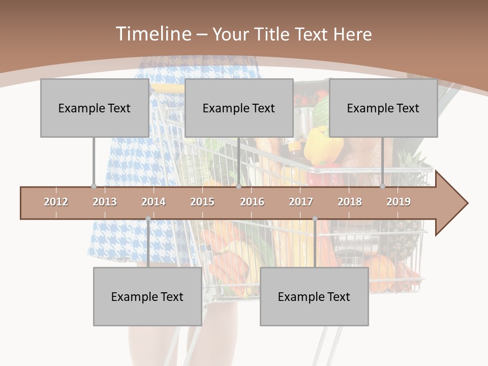 A Woman With A Shopping Cart Full Of Fruits And Vegetables PowerPoint Template