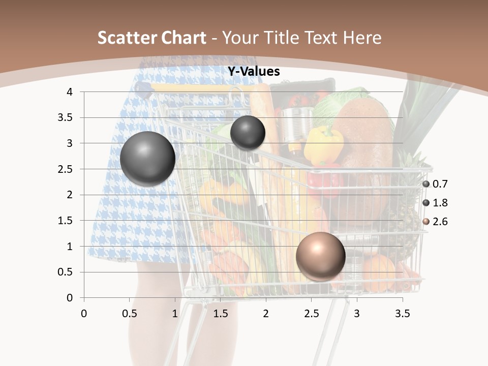 A Woman With A Shopping Cart Full Of Fruits And Vegetables PowerPoint Template
