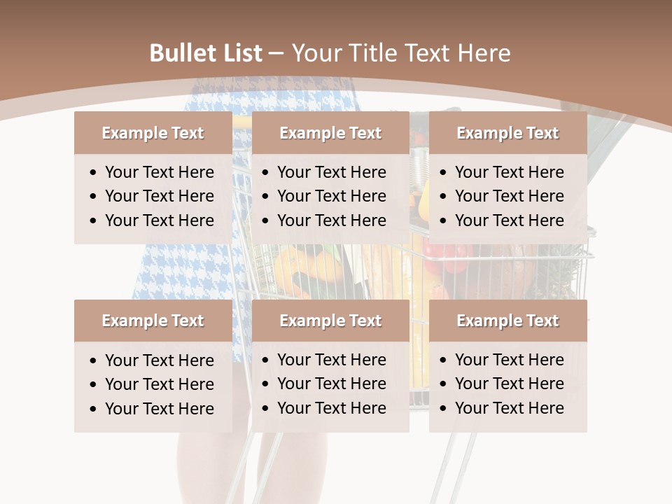 A Woman With A Shopping Cart Full Of Fruits And Vegetables PowerPoint Template