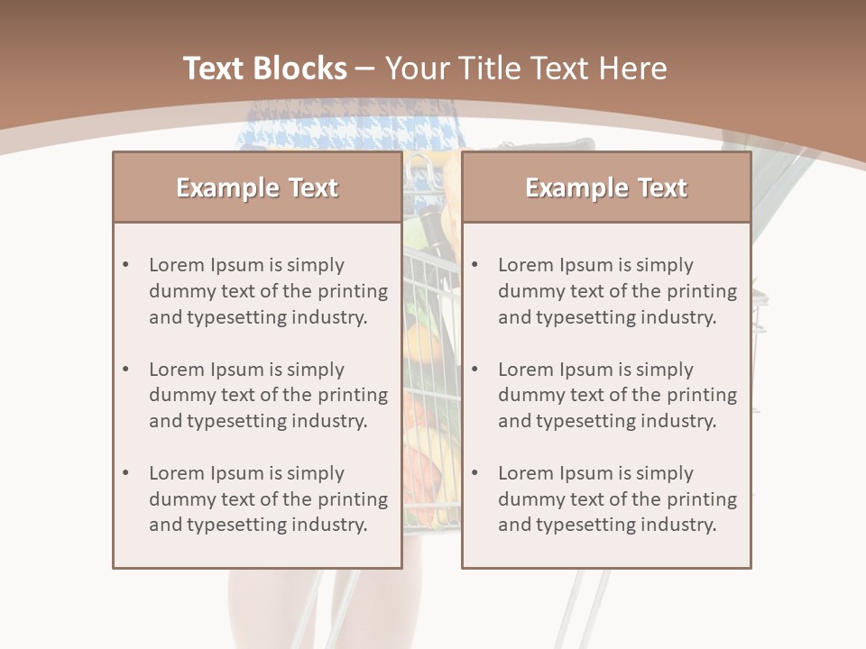 A Woman With A Shopping Cart Full Of Fruits And Vegetables PowerPoint Template