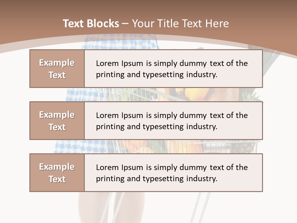 A Woman With A Shopping Cart Full Of Fruits And Vegetables PowerPoint Template
