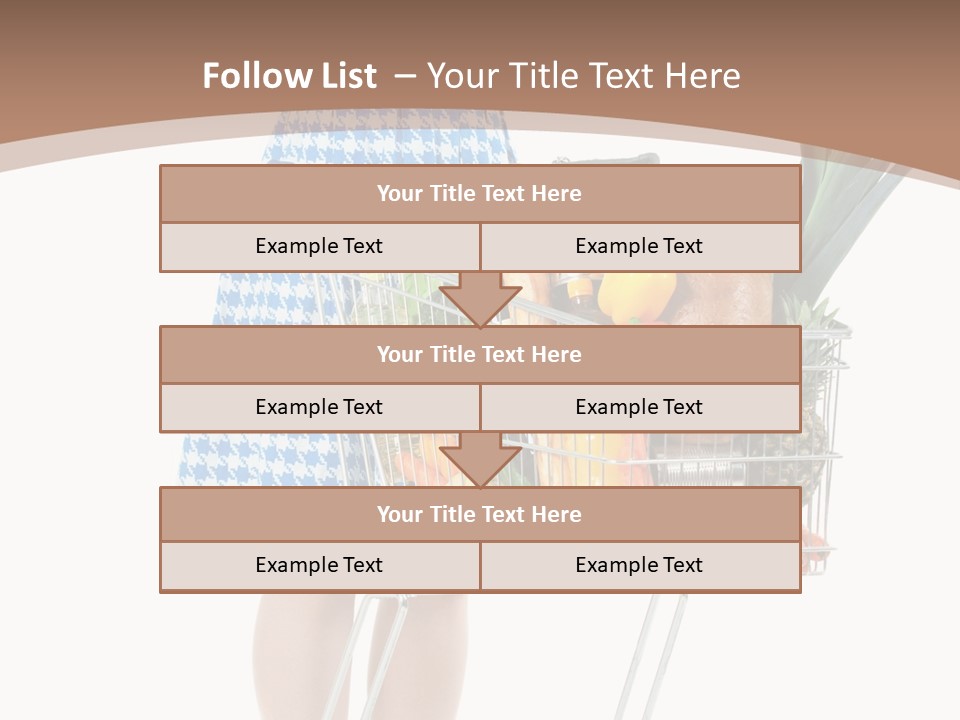 A Woman With A Shopping Cart Full Of Fruits And Vegetables PowerPoint Template