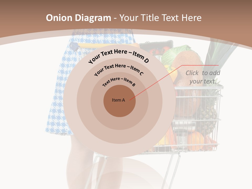 A Woman With A Shopping Cart Full Of Fruits And Vegetables PowerPoint Template