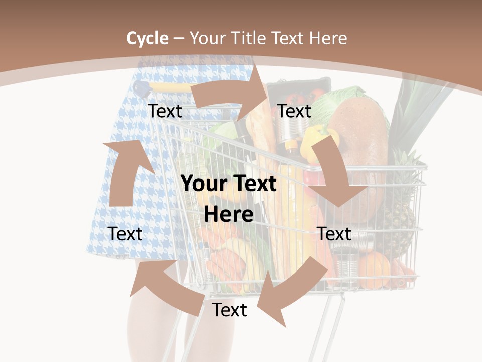 A Woman With A Shopping Cart Full Of Fruits And Vegetables PowerPoint Template