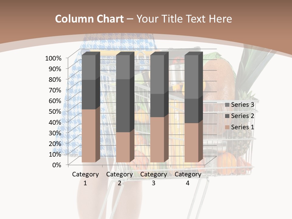 A Woman With A Shopping Cart Full Of Fruits And Vegetables PowerPoint Template