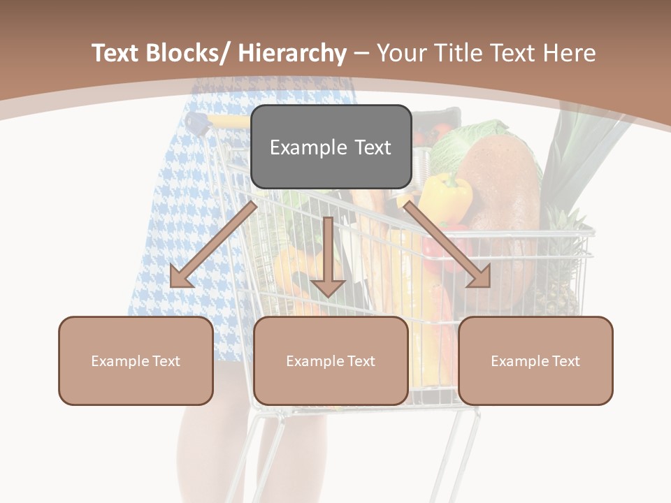 A Woman With A Shopping Cart Full Of Fruits And Vegetables PowerPoint Template