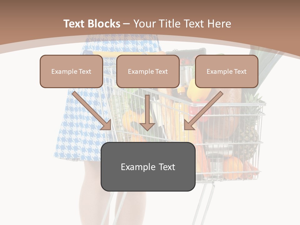 A Woman With A Shopping Cart Full Of Fruits And Vegetables PowerPoint Template