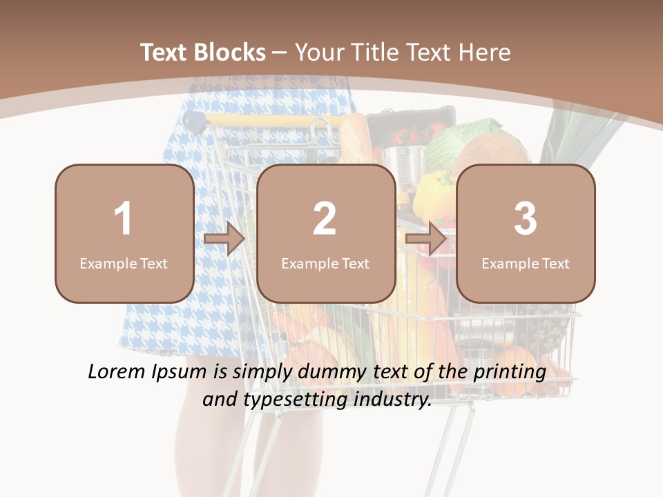 A Woman With A Shopping Cart Full Of Fruits And Vegetables PowerPoint Template