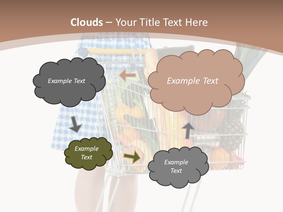 A Woman With A Shopping Cart Full Of Fruits And Vegetables PowerPoint Template