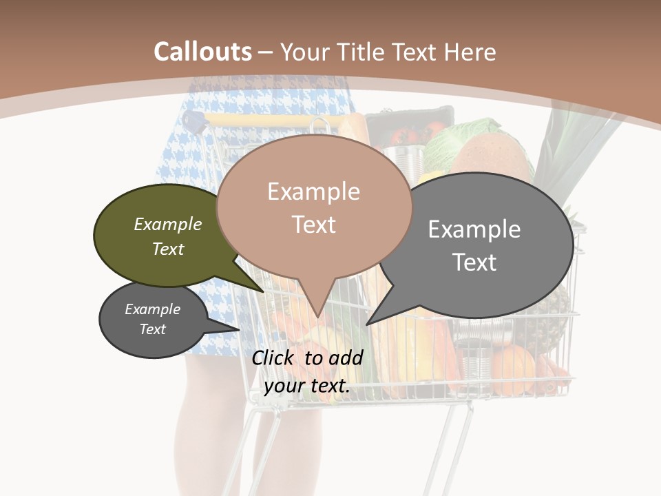 A Woman With A Shopping Cart Full Of Fruits And Vegetables PowerPoint Template