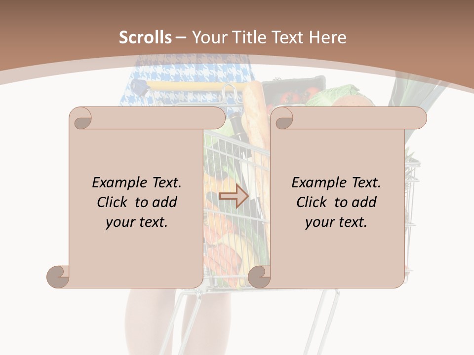 A Woman With A Shopping Cart Full Of Fruits And Vegetables PowerPoint Template