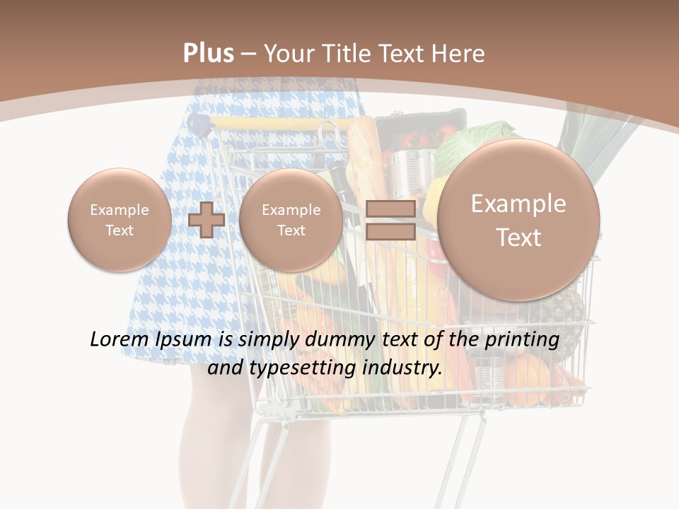 A Woman With A Shopping Cart Full Of Fruits And Vegetables PowerPoint Template